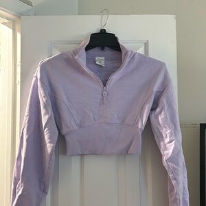 Aerie Lavender Quarter-Zip Cropped Hoodie